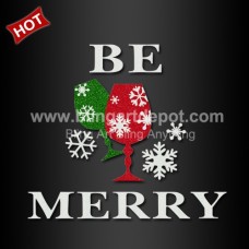 Be Merry Christmas Iron On Heat Transfers Vinyl Glitter Design for Xmas  Decoration